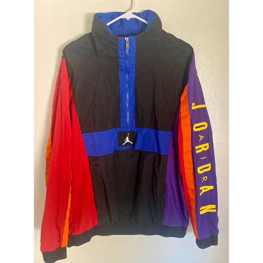 Nike Air Jordan Retro Colorblock Hooded Windbreaker Pullover Jacket Men's L - Picture 2 of 16